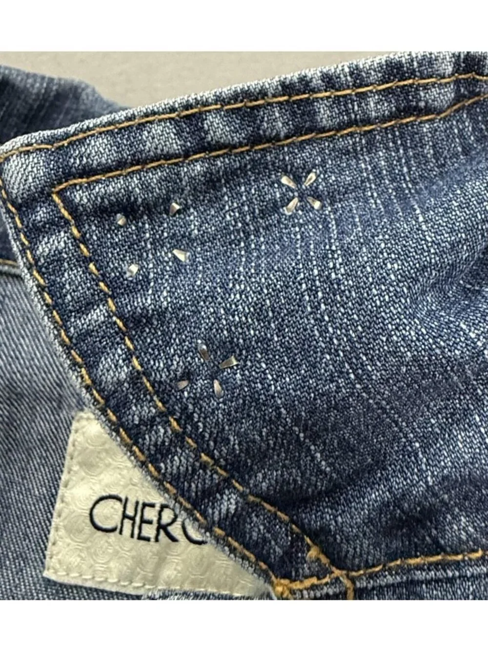 Cherokee Denim Utility Jacket Womens S Blue Jean Custom Rhinestone Studded Chore